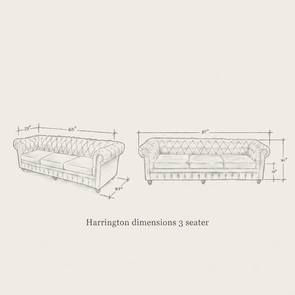 The Harrington dimension diagram, 3-seater, with measurements labelled