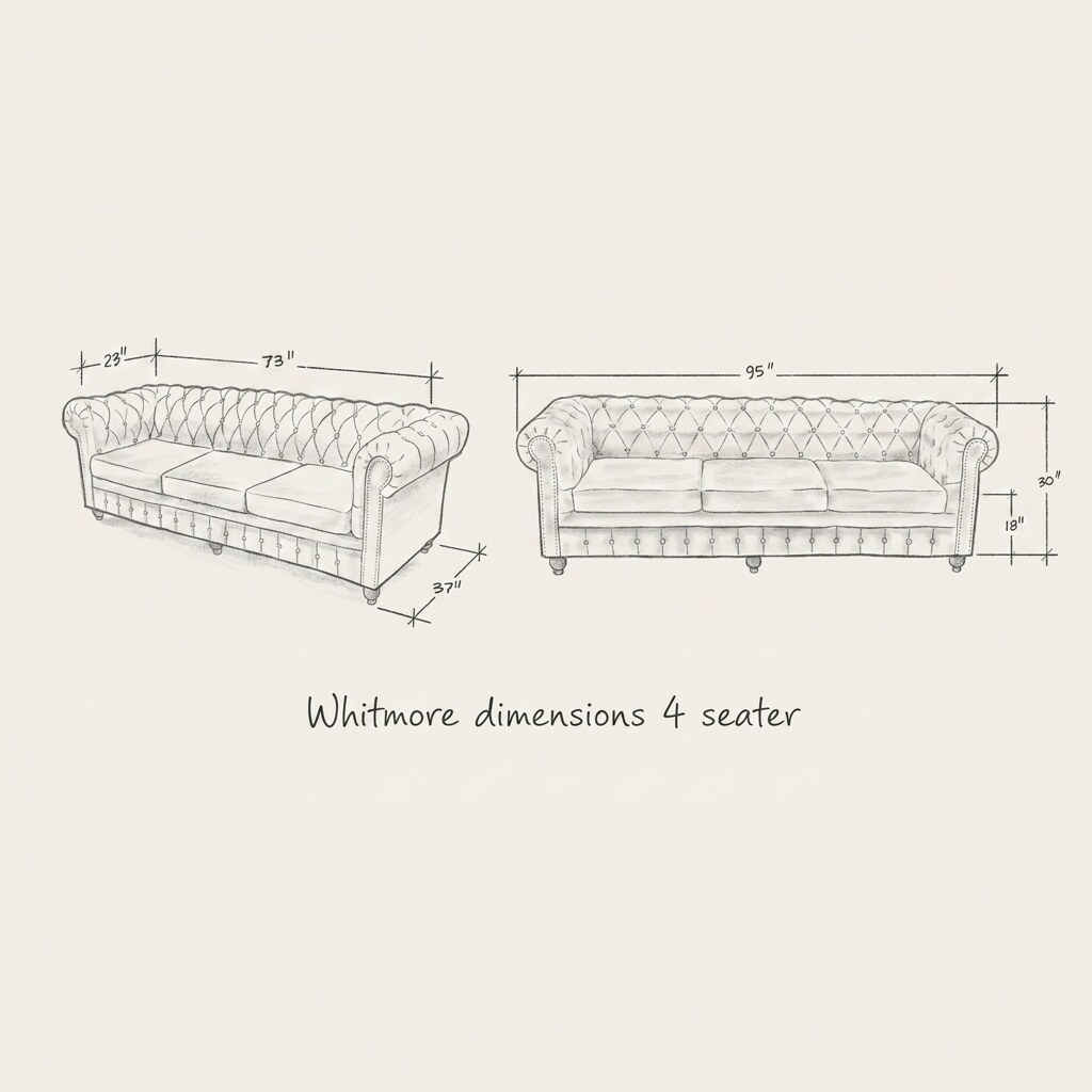 The Whitmore dimension diagram, 4-seater, with measurements labelled