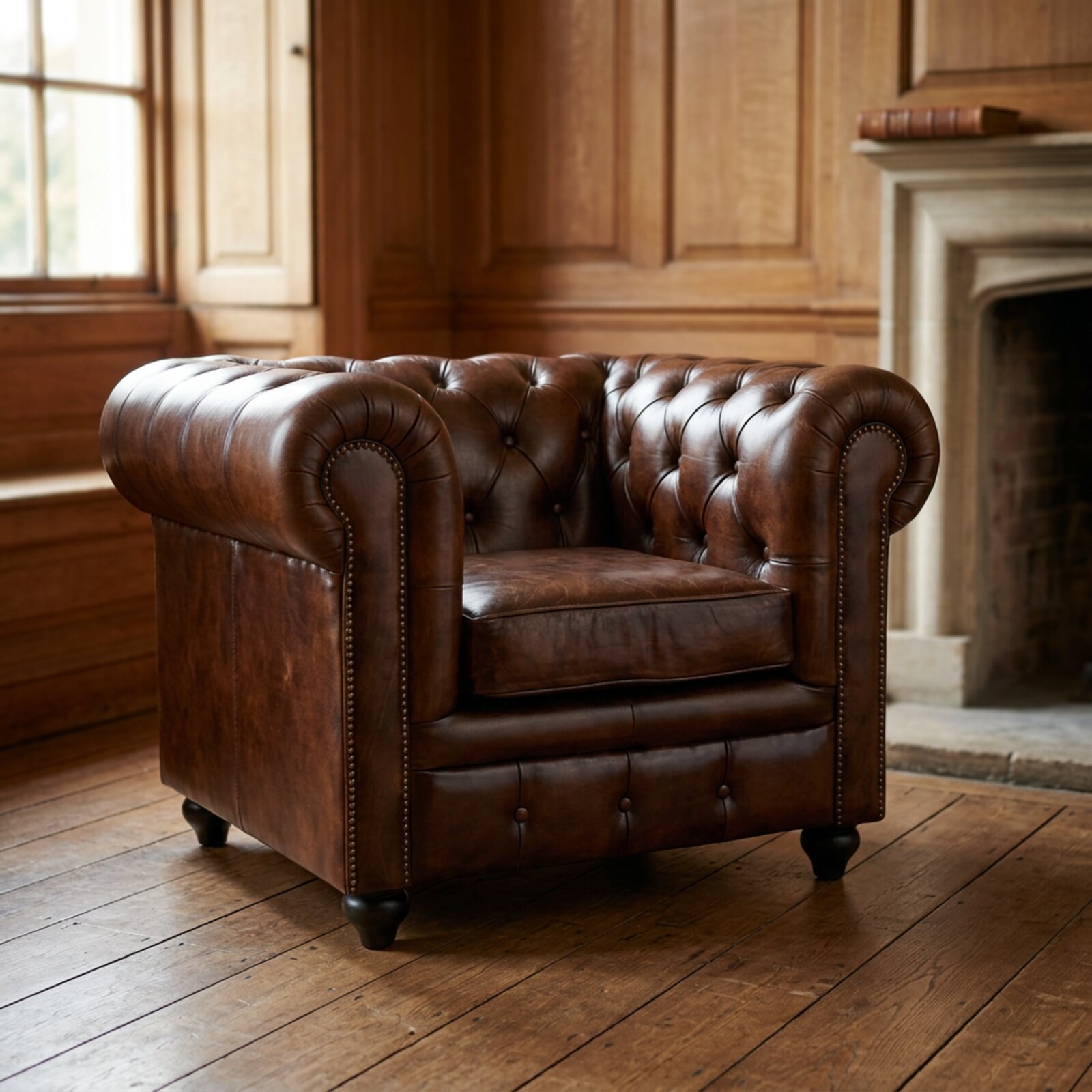 The Beaumont in Dark Brown leather, three-quarter view