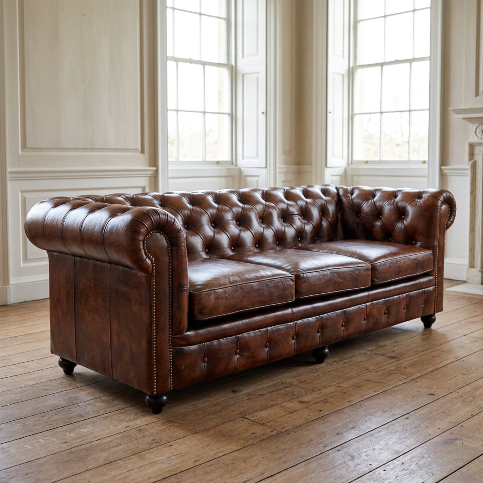 The Harrington in Dark Brown leather, three-quarter view