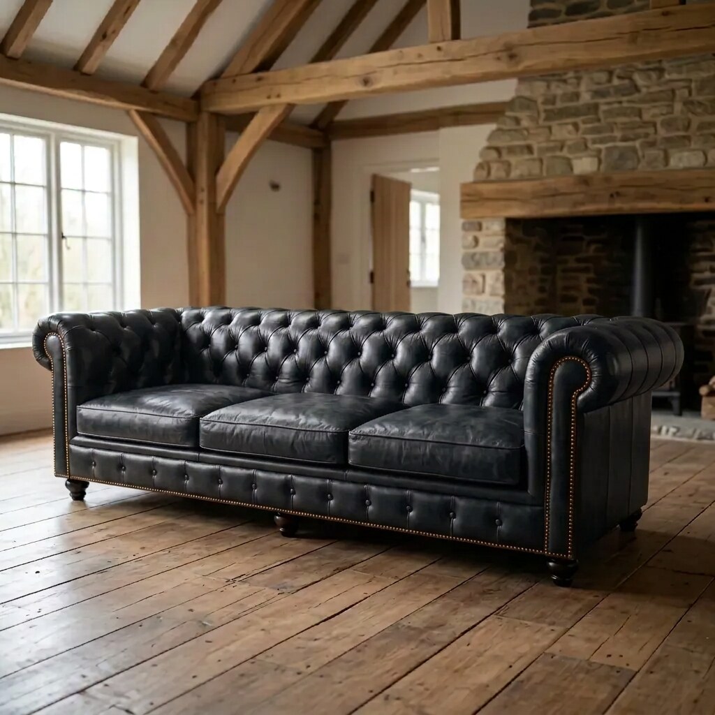 The Whitmore in Black leather, three-quarter view